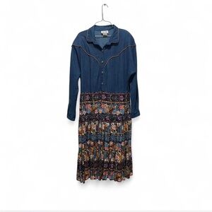 Vintage Melissa Women's Dress Size 14 Blue Western Cowgirl